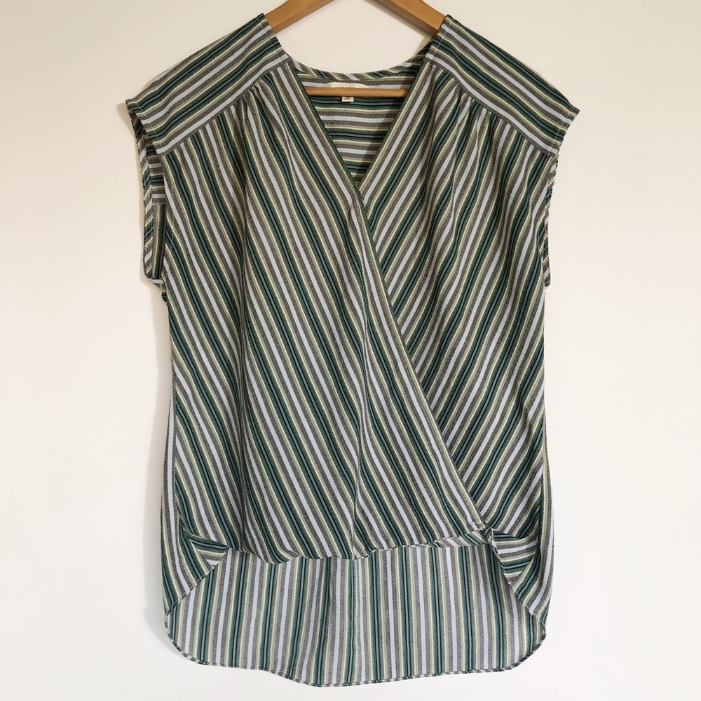 Max Studio Hennie Surplice Top M Stitch Fix High Low Dolman Sleeve Stripe Blouse
